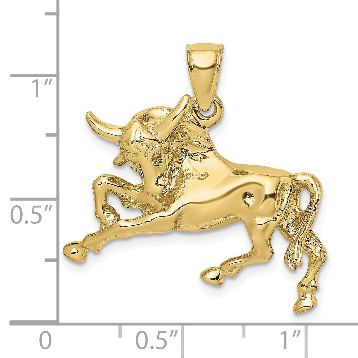 10K Polished Raging Bull with Horns Charm