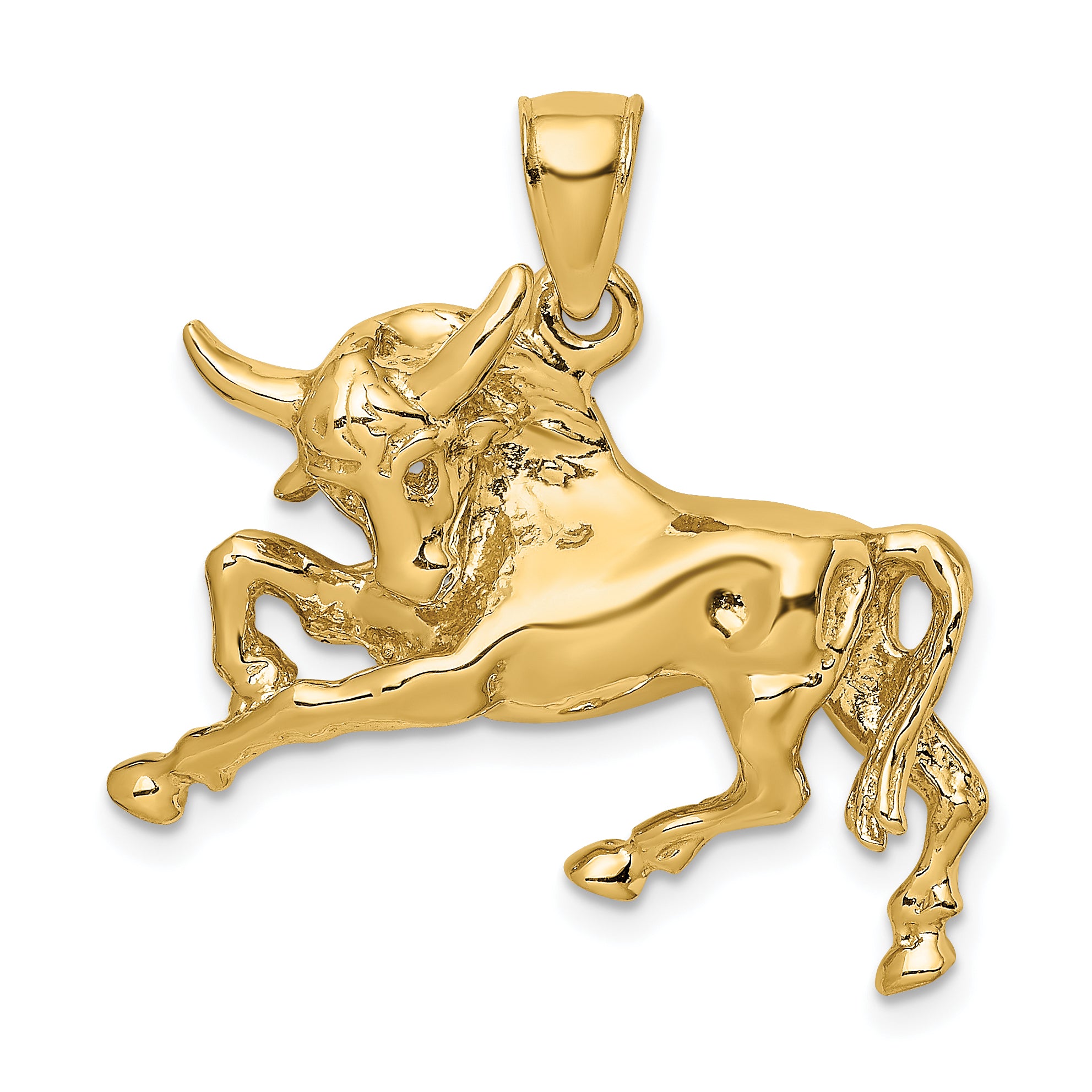 10K Polished Raging Bull with Horns Charm