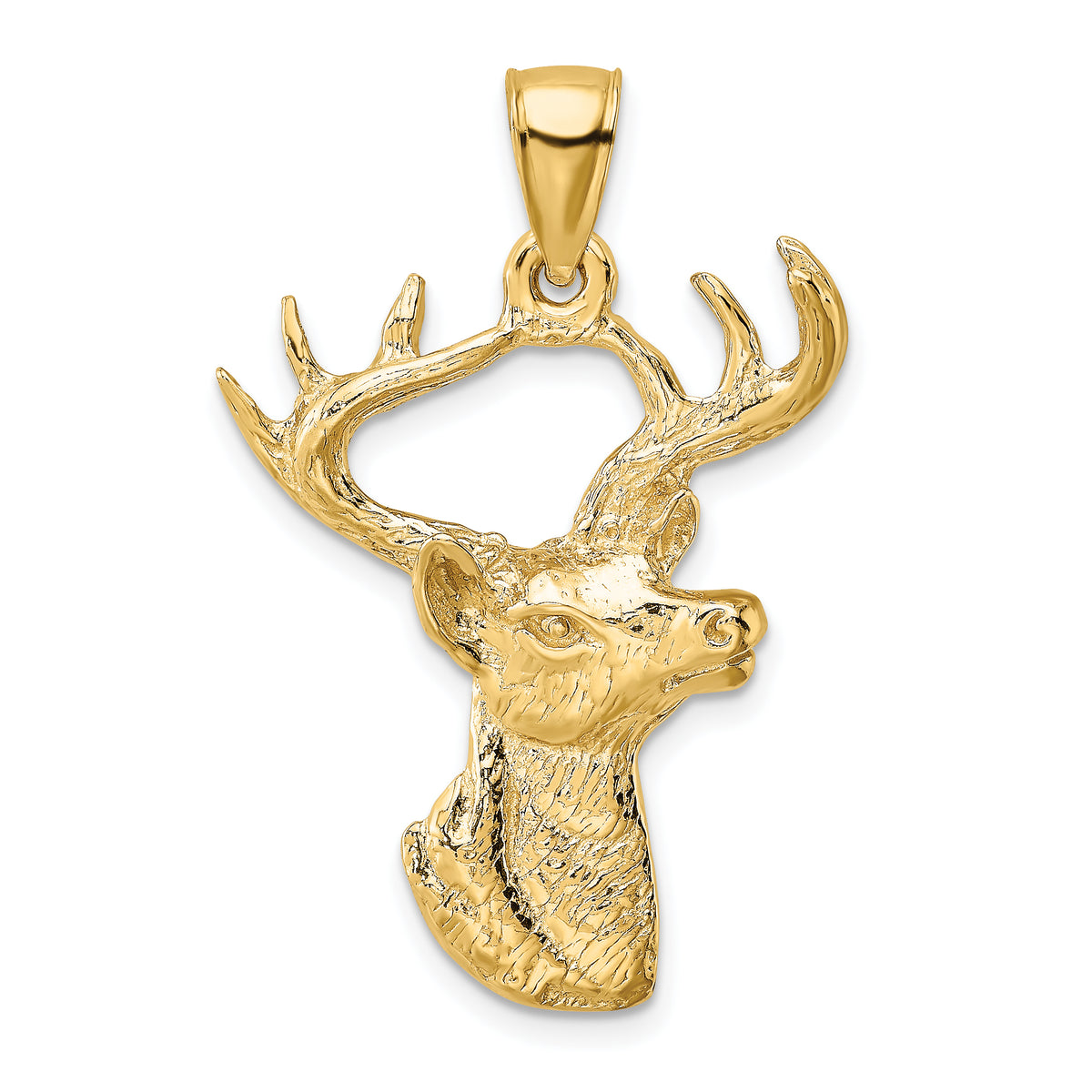 10k Deer Head Profile Charm