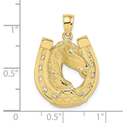 10K Polished and Engraved Horse Head In Shoe Charm