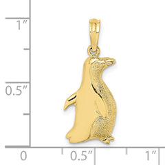 10K 2-D Polished and Engraved Penguin Charm