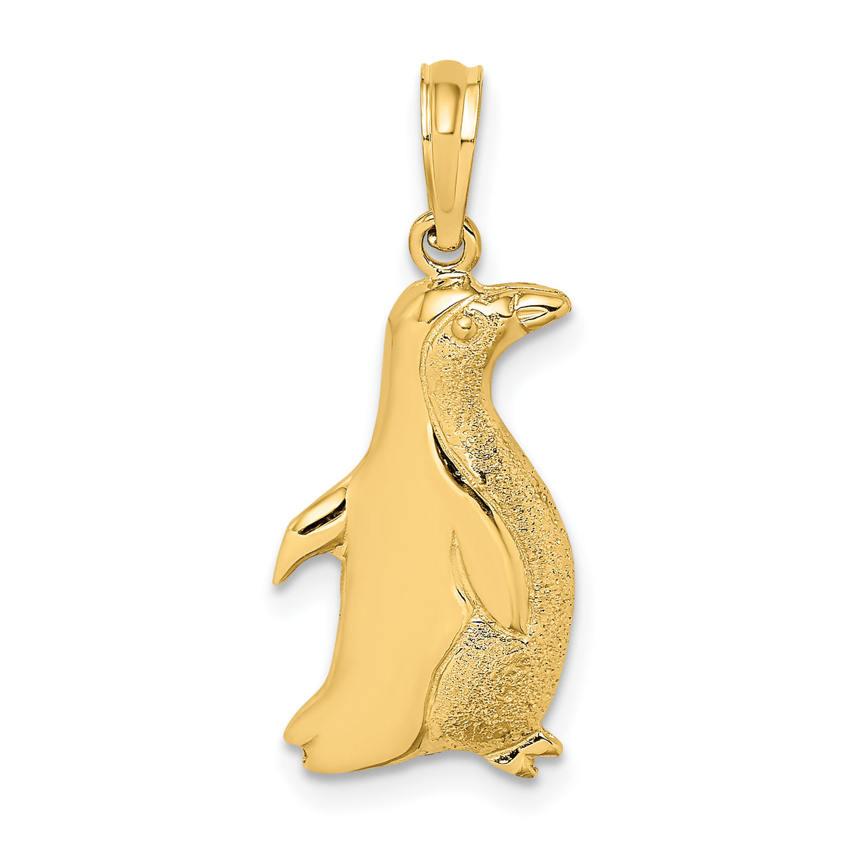 10K 2-D Polished and Engraved Penguin Charm