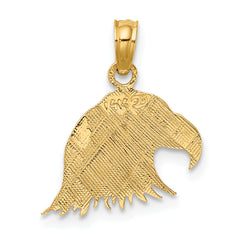 10K Engraved Flat Eagle Head Charm