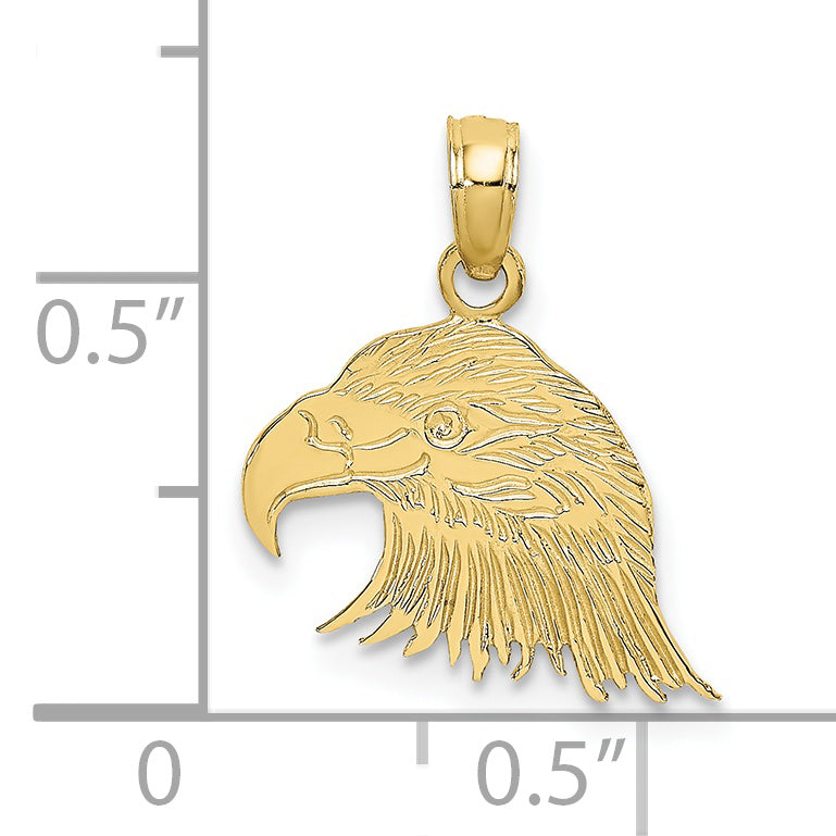 10K Engraved Flat Eagle Head Charm