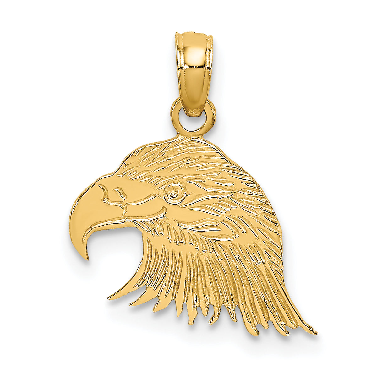 10K Engraved Flat Eagle Head Charm