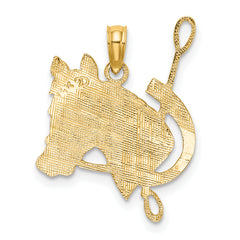 10K Textured Horse Head and Shoe Charm