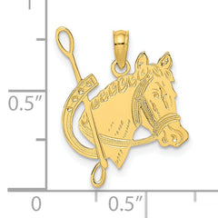 10K Textured Horse Head and Shoe Charm