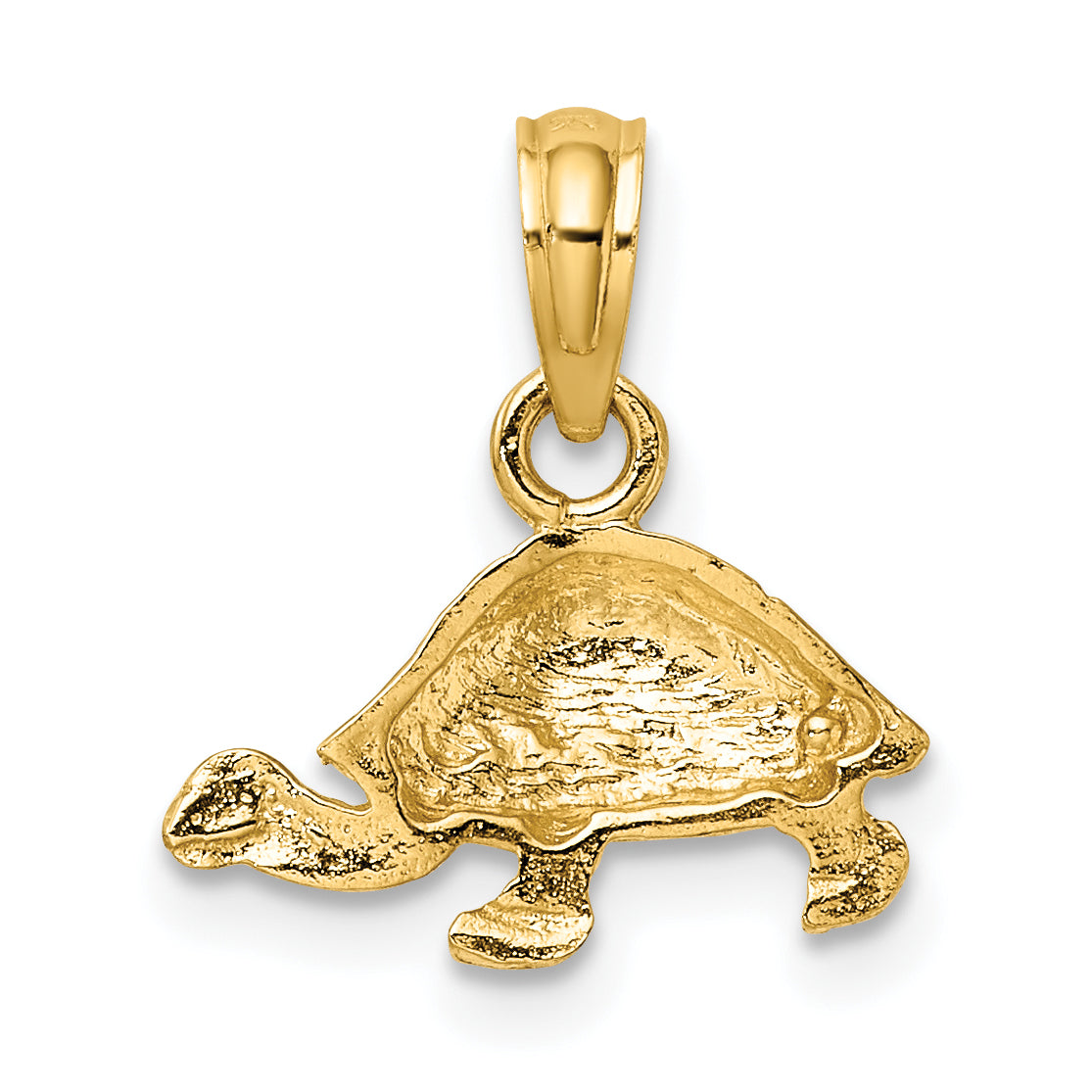 10K Polished and Engraved Mini Turtle Charm