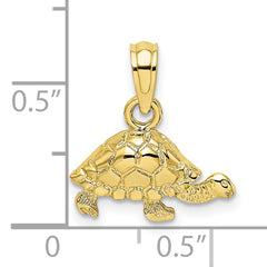 10K Polished and Engraved Mini Turtle Charm