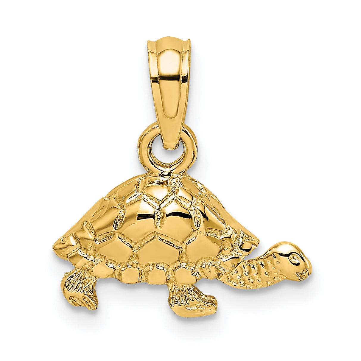 10K Polished and Engraved Mini Turtle Charm