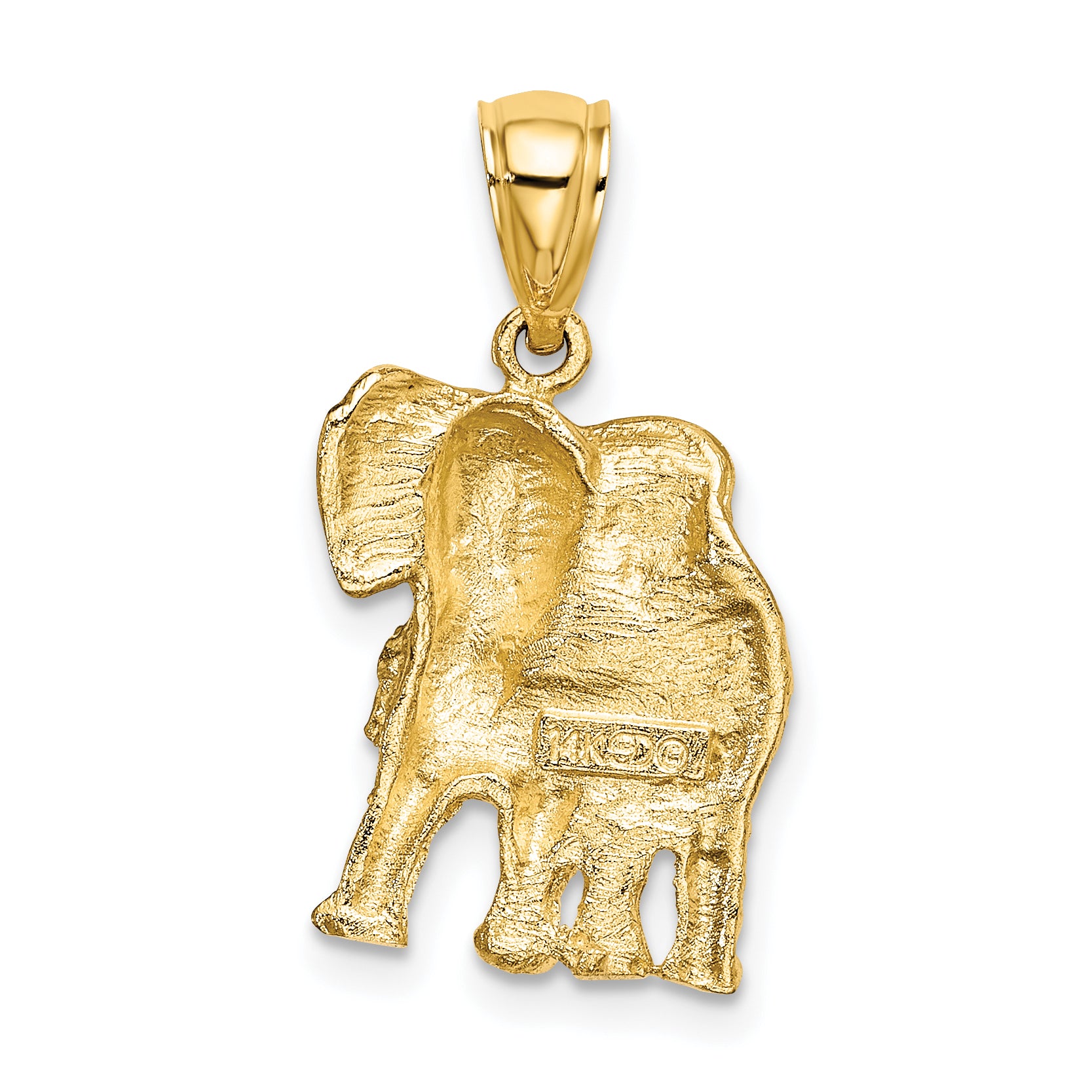 10K 2-D Elephant w/ Raised Trunk Charm