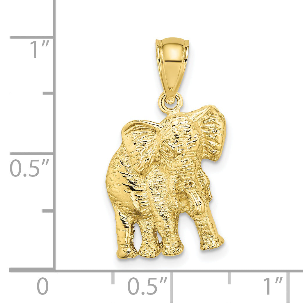 10K 2-D Elephant w/ Raised Trunk Charm