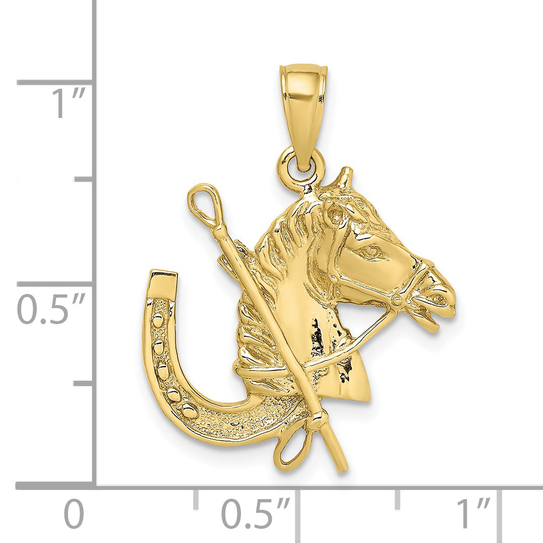 10K Horse Head w/ Shoe and Crop Charm