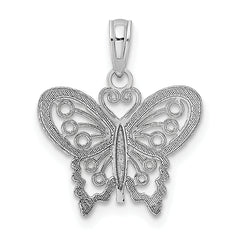 10K White Gold Polished Butterfly Charm