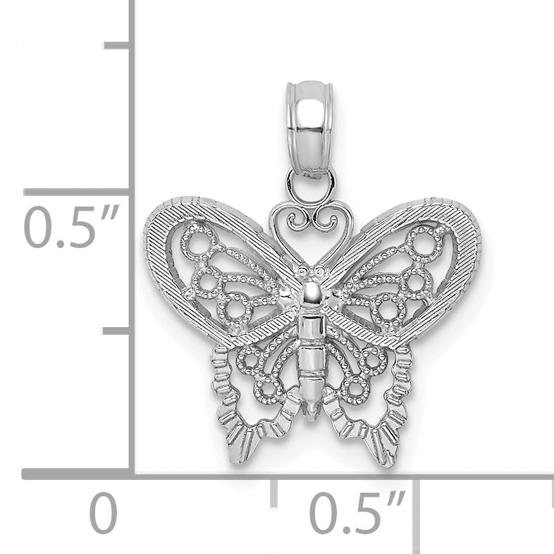 10K White Gold Polished Butterfly Charm