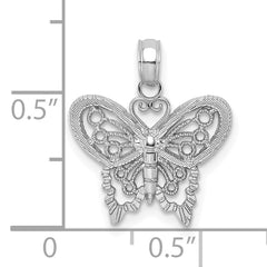 10K White Gold Polished Butterfly Charm