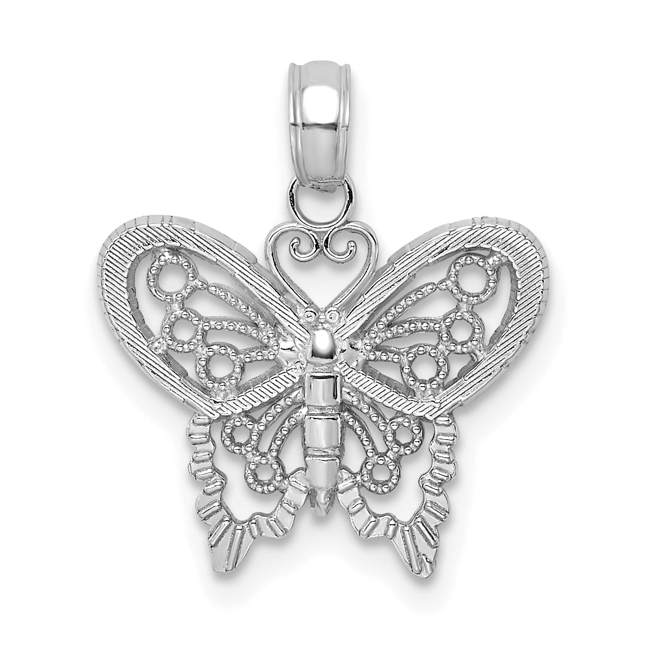 10K White Gold Polished Butterfly Charm