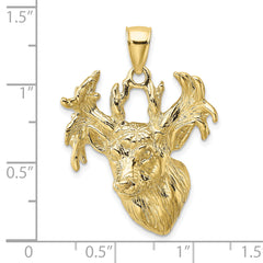 10K 2-D Textured Deer Head Charm