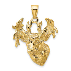 10K 2-D Textured Deer Head Charm