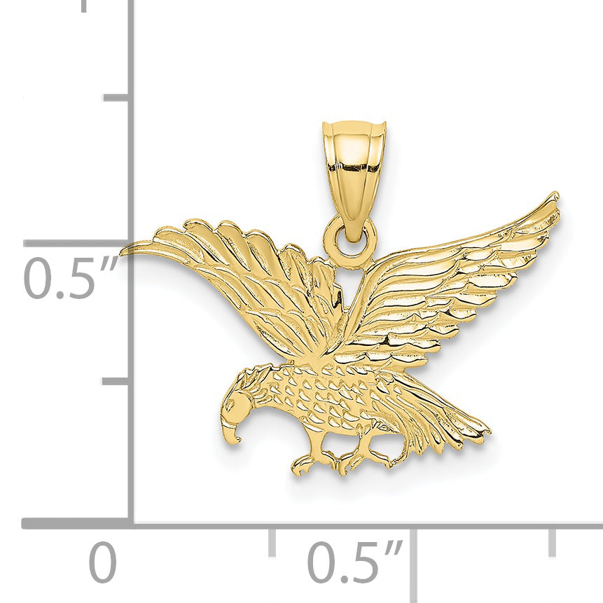 10K Flat Engraved Eagle Charm