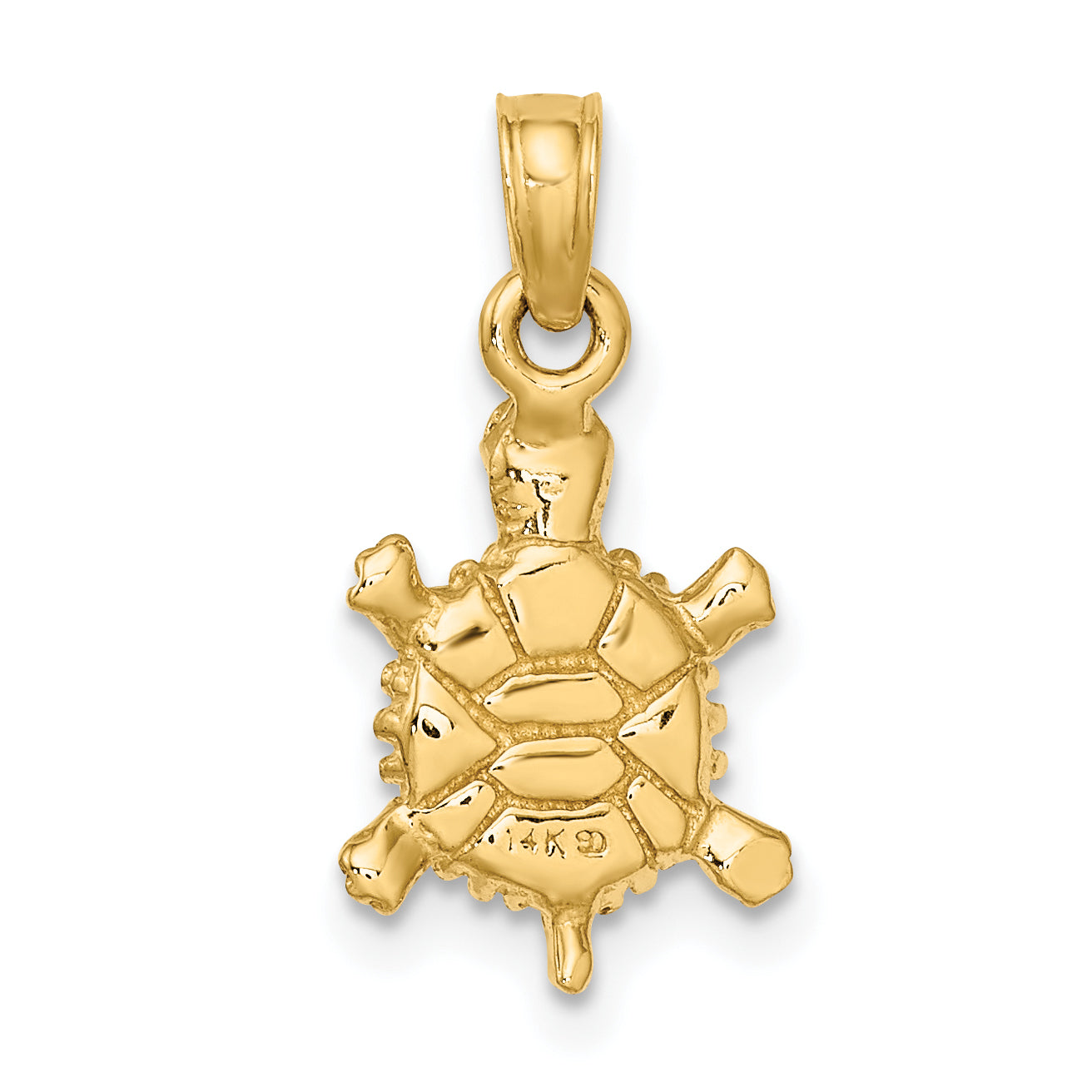 10K 3-D Polished Land Turtle Charm