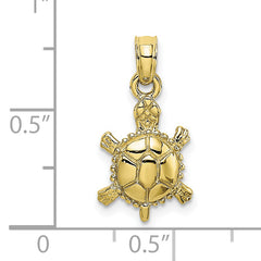 10K 3-D Polished Land Turtle Charm