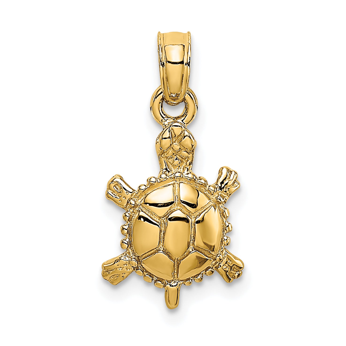 10K 3-D Polished Land Turtle Charm