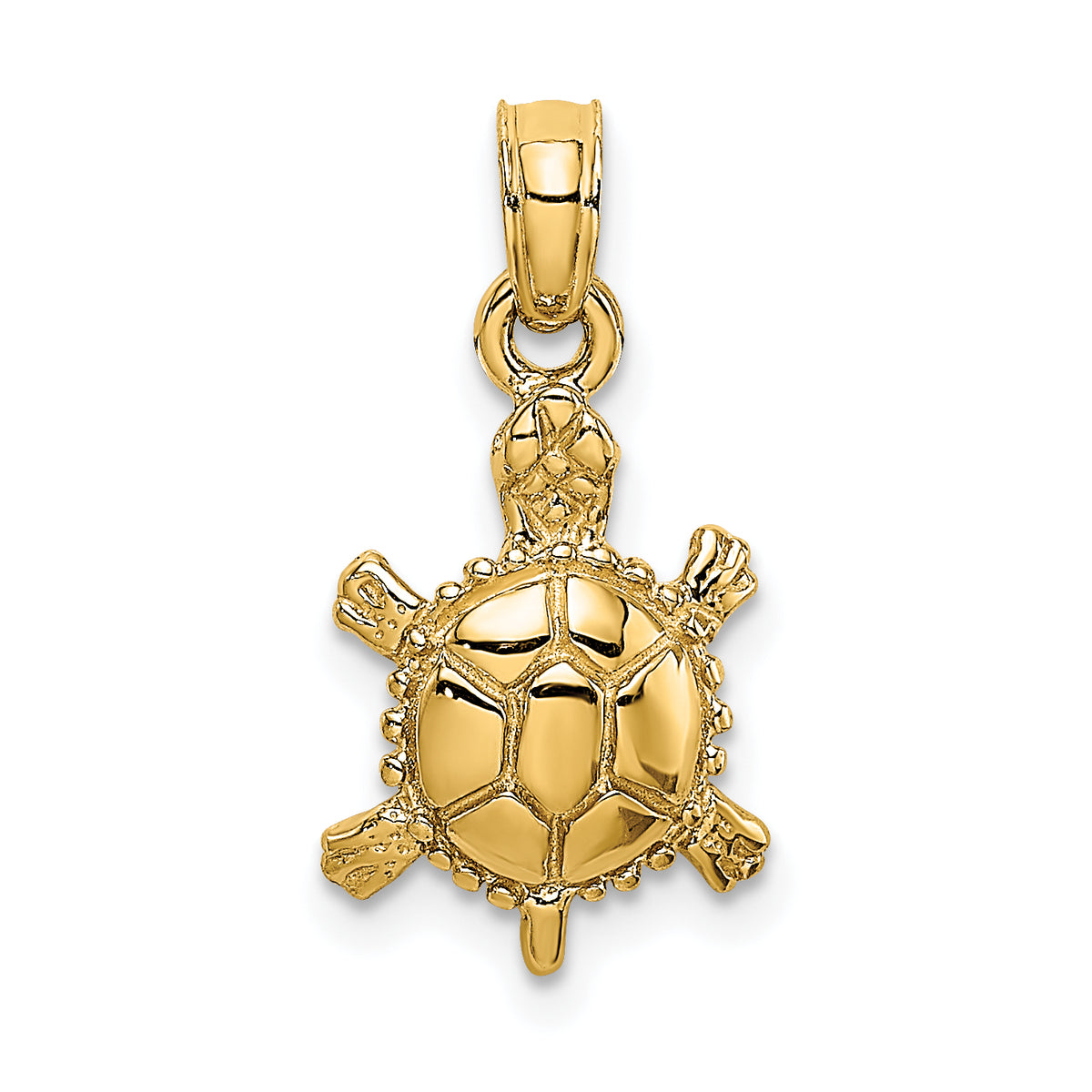 10K 3-D Polished Land Turtle Charm