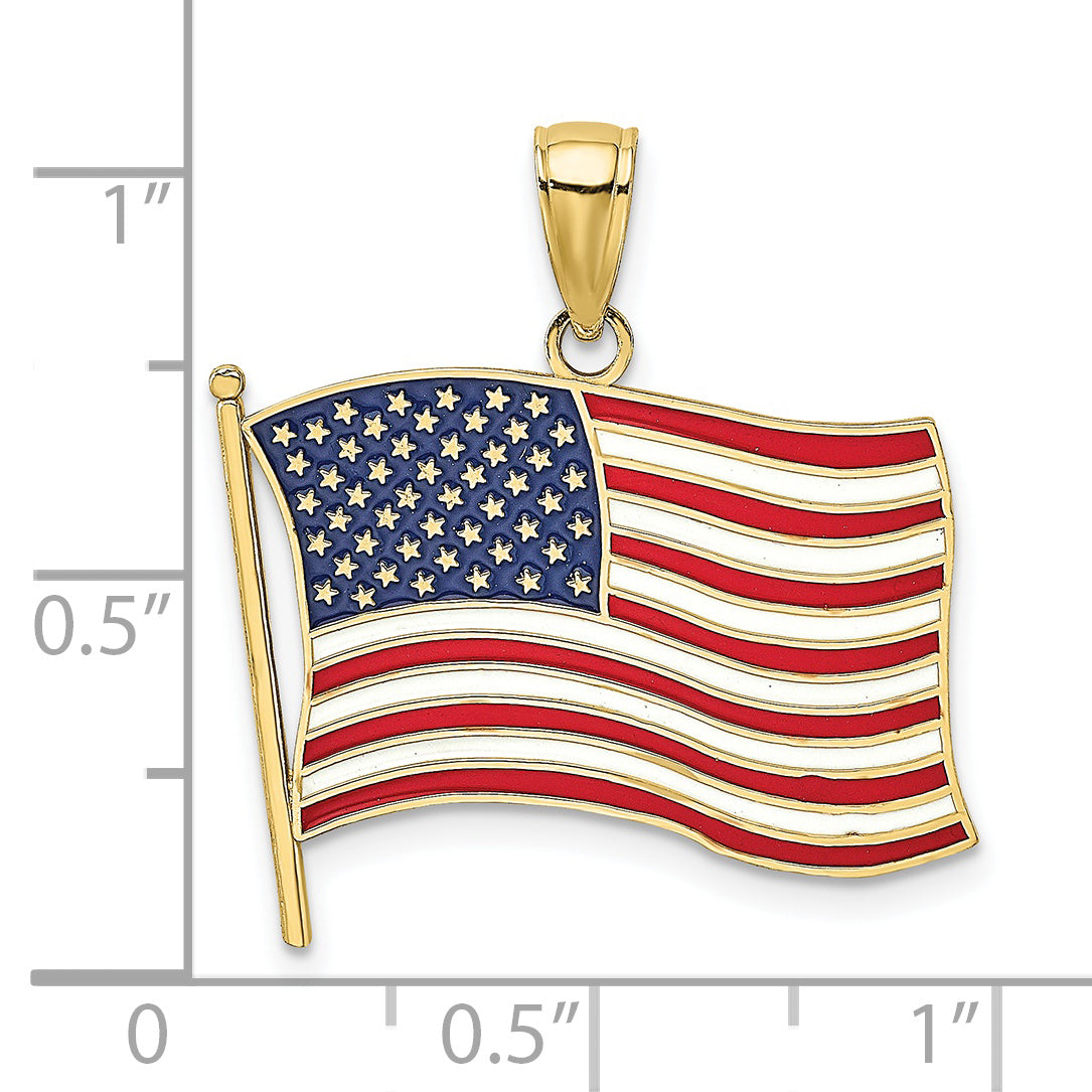 10K w/ Enamel American Flag Charm