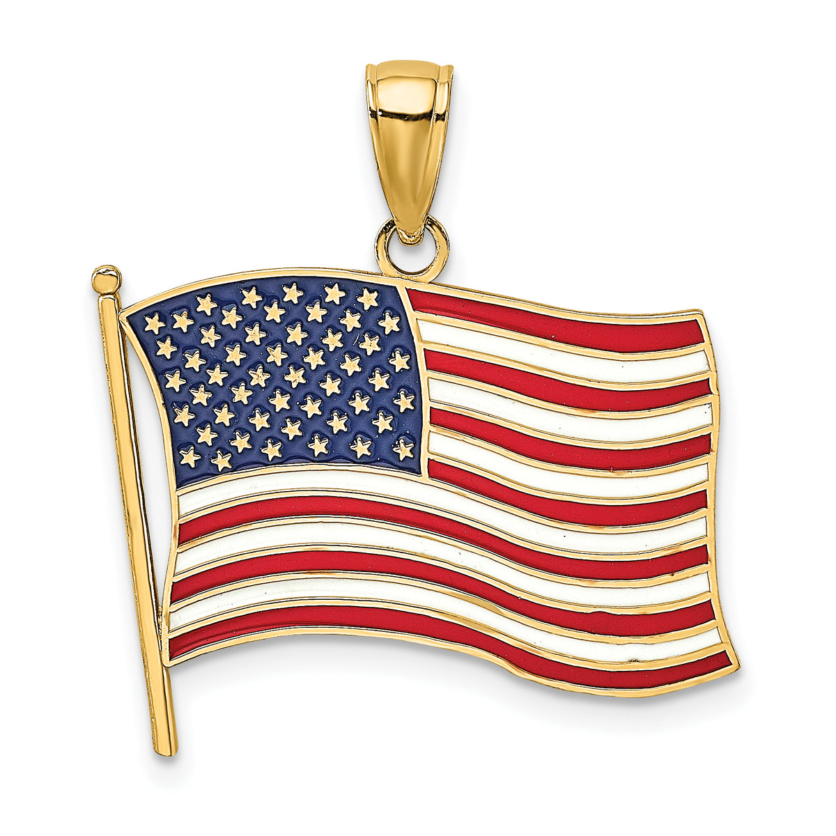 10K w/ Enamel American Flag Charm