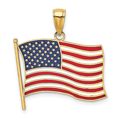 10K w/ Enamel American Flag Charm