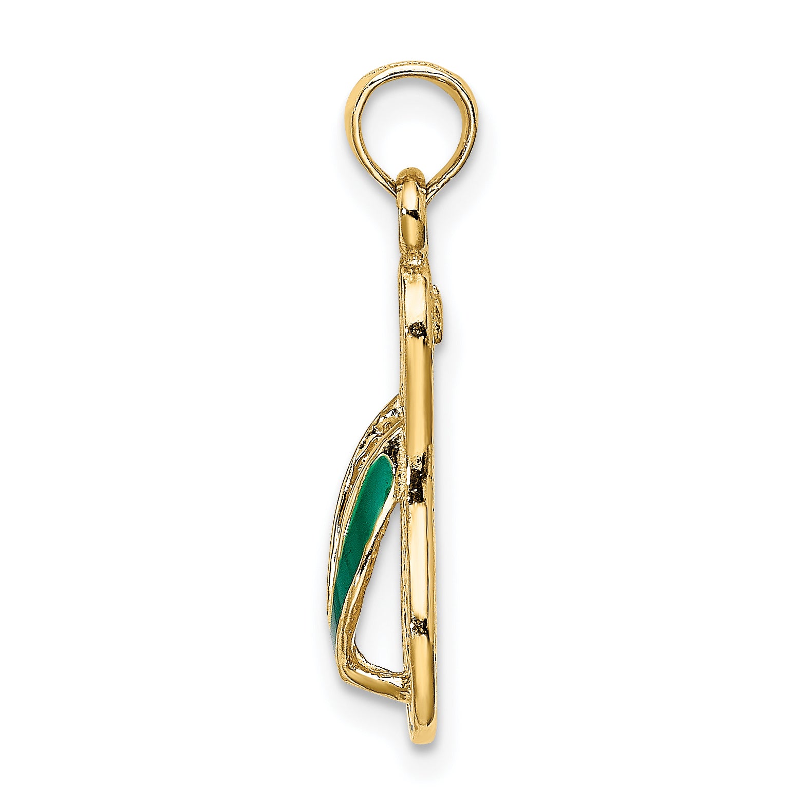 10K 3D W/ Green Enamel Single Flip-Flop Charm