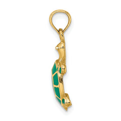 10K w/ Green Enamel Tortoise Charm