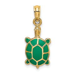 10K w/ Green Enamel Tortoise Charm