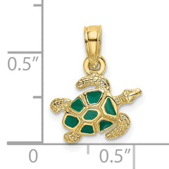 10K Textured and Enameled Sea Turtle Charm