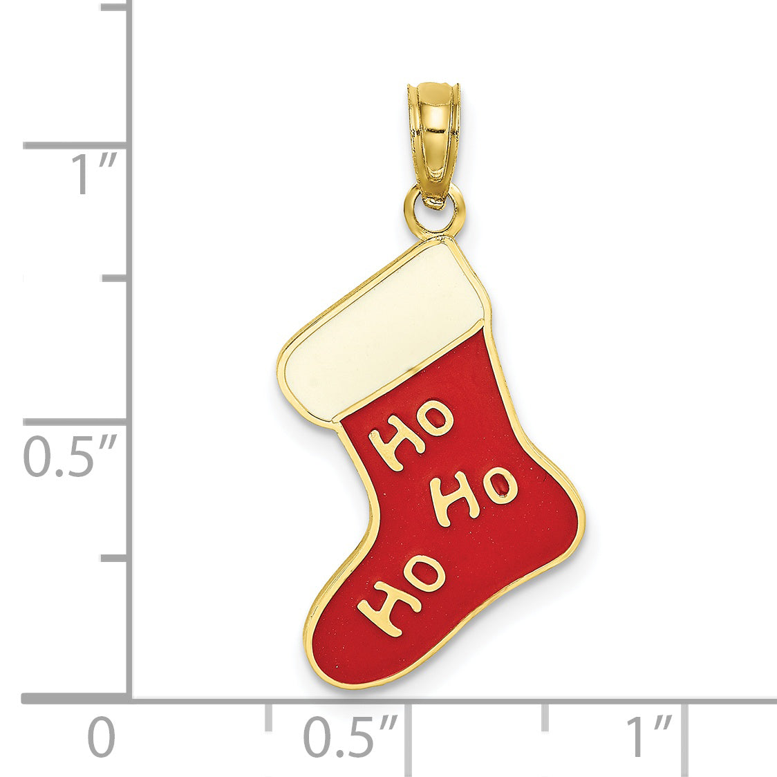 10K Enamel HO HO HO Christmas Stocking Charm