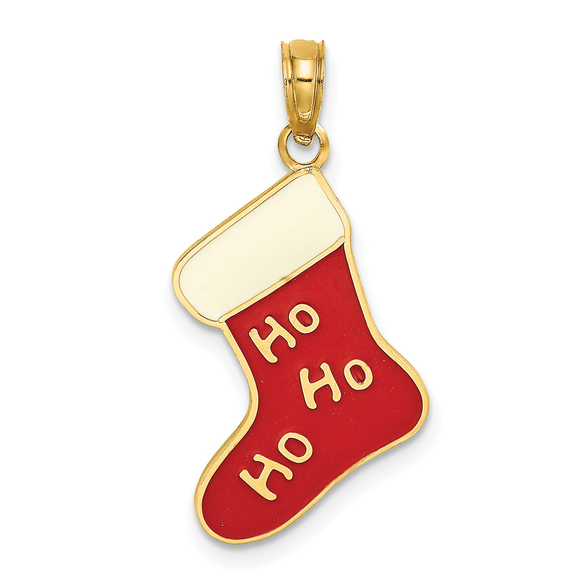 10K Enamel HO HO HO Christmas Stocking Charm