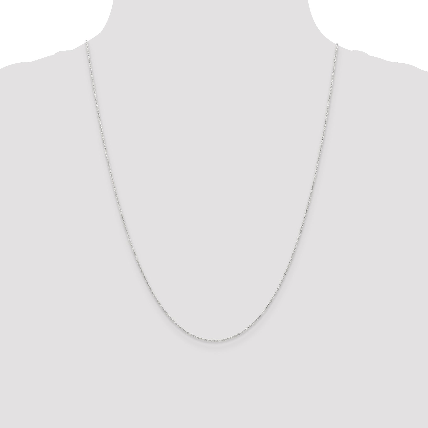 10k White Gold .6 mm Carded Cable Rope Chain