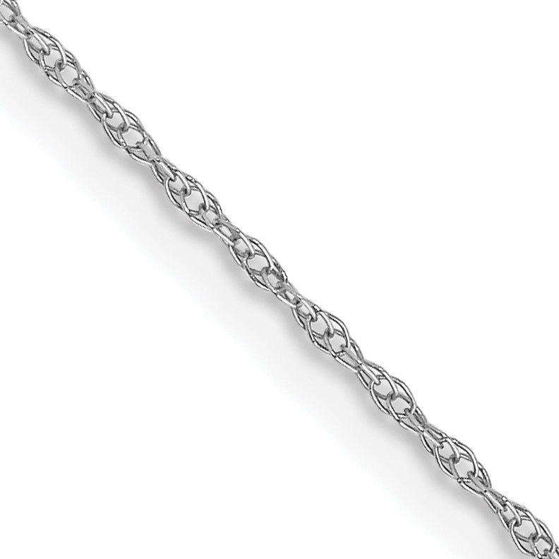 10k White Gold .6 mm Carded Cable Rope Chain