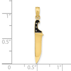 10K W/ Black Enamel 3-D Butcher Knife Charm