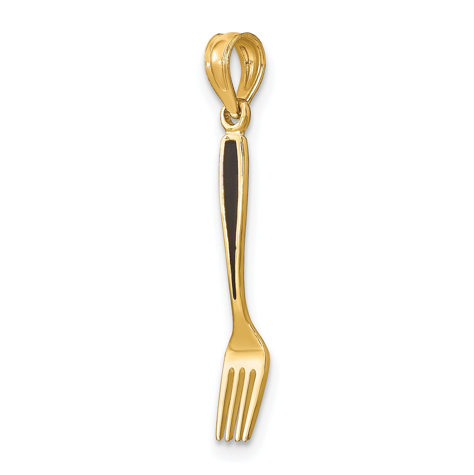 10K w/ Black Enamel 3-D Table Fork Charm