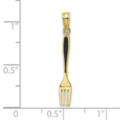 10K w/ Black Enamel 3-D Table Fork Charm