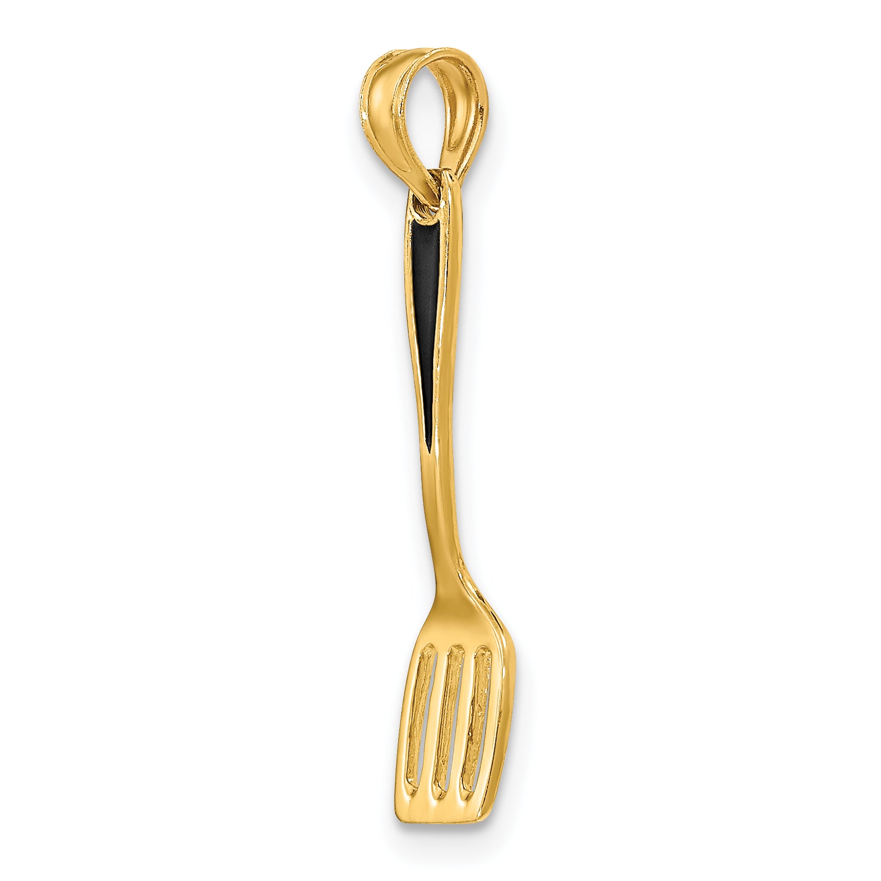 10K w/ Black Enamel 3-D Spatula Charm