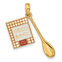 10K W/Enamel 3-D Cook Book and Spoon Charm