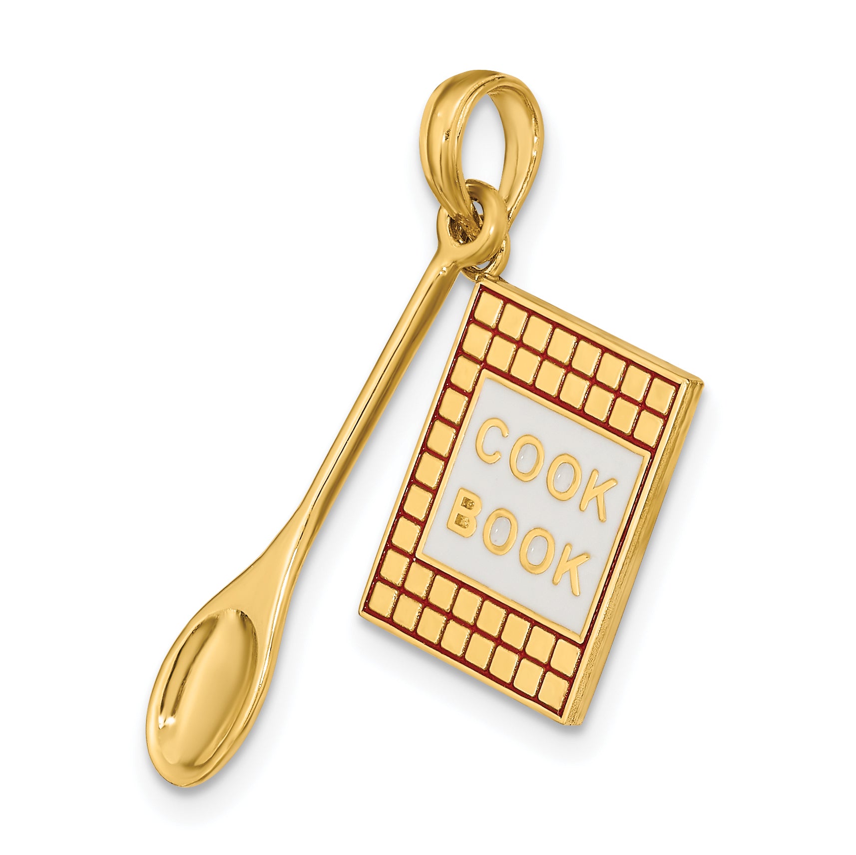 10K W/Enamel 3-D Cook Book and Spoon Charm