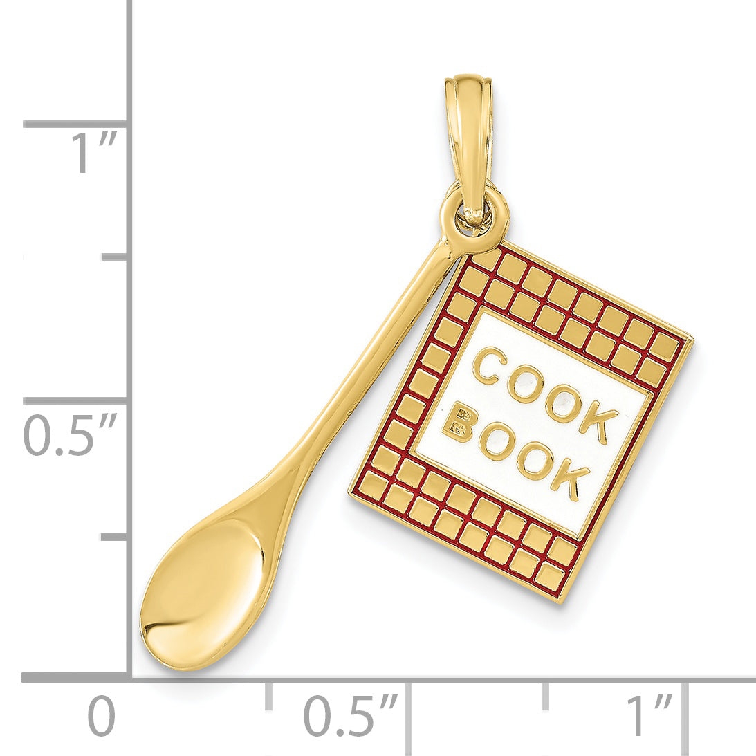 10K W/Enamel 3-D Cook Book and Spoon Charm