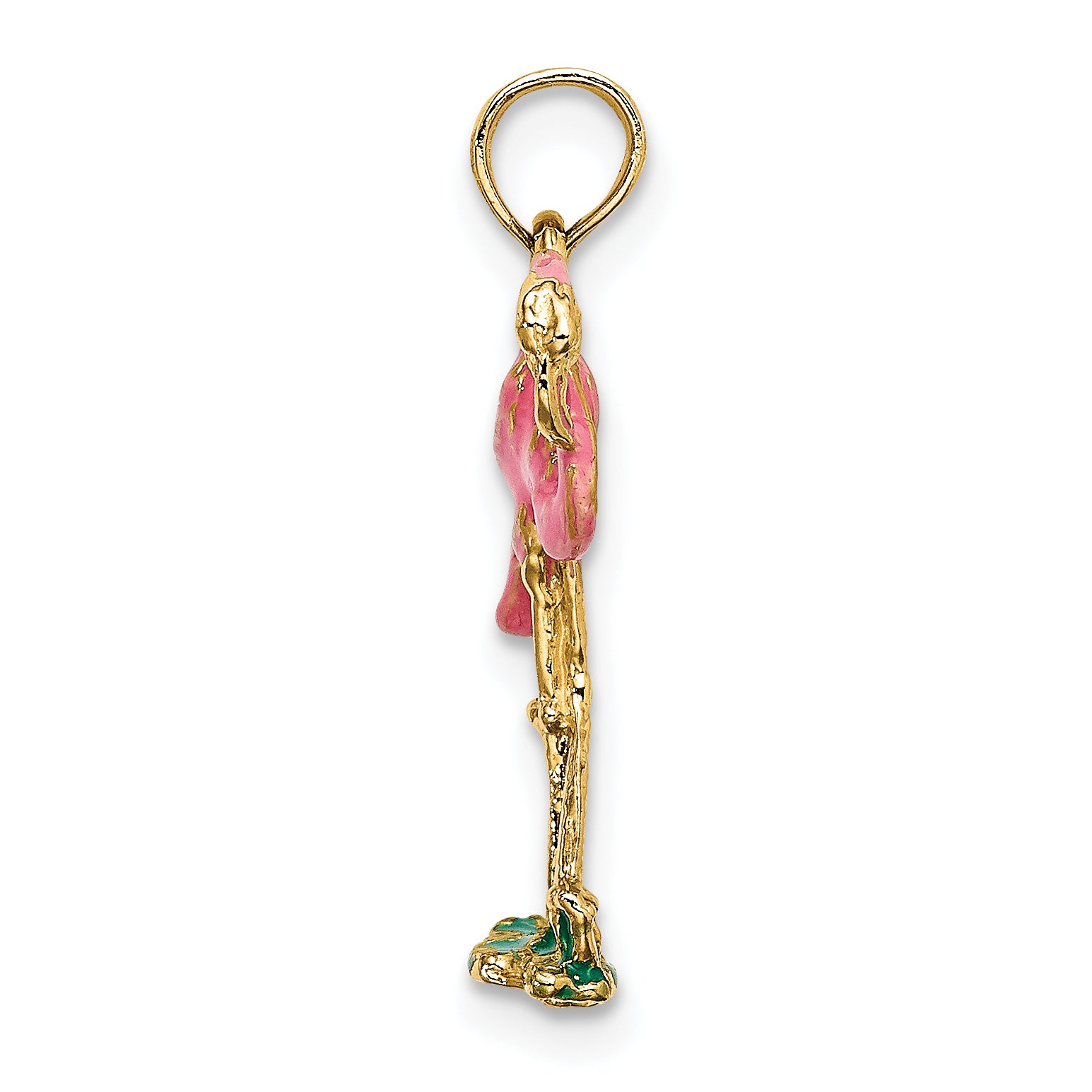 10K 3-D Pink Enamel Flamingo Charm