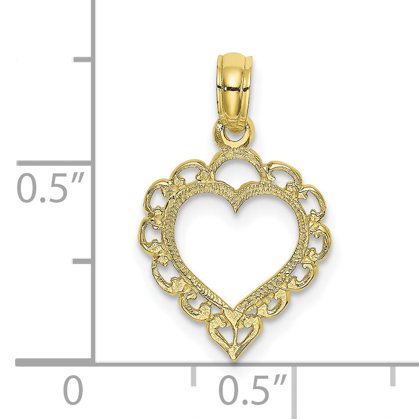 10K Heart w/ Lace Trim Charm