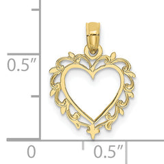 10K Heart w/ Lace Trim Charm