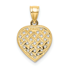 10K Cut-Out Textured Woven Heart Charm